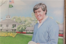 Seve Ballesteros Signed Augusta Clubhouse with Major Championship Winning Golf Bags Kathy Crosse Print - Framed JSA ALOA