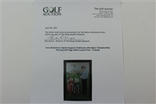 Seve Ballesteros Signed Augusta Clubhouse with Major Championship Winning Golf Bags Kathy Crosse Print - Framed JSA ALOA