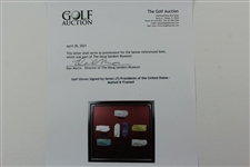 Golf Gloves Signed by Seven (7) Presidents of the United States - Matted & Framed JSA ALOA