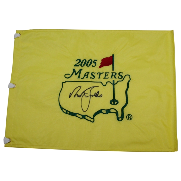 Nick Faldo Signed 2005 Masters Embroidered Flag JSA ALOA