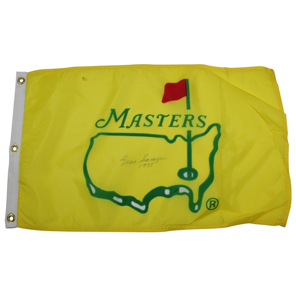 Gene Sarazen 1935 Signed 1995 Masters Yellow Screen Flag JSA ALOA