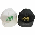 Fred Couples & Ben Crenshaw Signed Masters CBS Sports Logo Hats - White 92 & Black 95 JSA ALOA