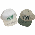 Bernhard Langer & Mark OMeara Signed Masters CBS Sports Logo Hats - White 93 & Green 98 JSA ALOA
