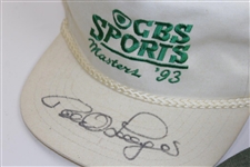 Bernhard Langer & Mark O'Meara Signed Masters CBS Sports Logo Hats - White '93 & Green '98 JSA ALOA