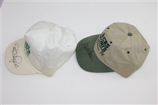 Bernhard Langer & Mark O'Meara Signed Masters CBS Sports Logo Hats - White '93 & Green '98 JSA ALOA
