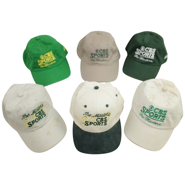 Six (6) The Masters Tournament CBS Sports Logo Hats - 2000-2001, 2006, 2010-2012