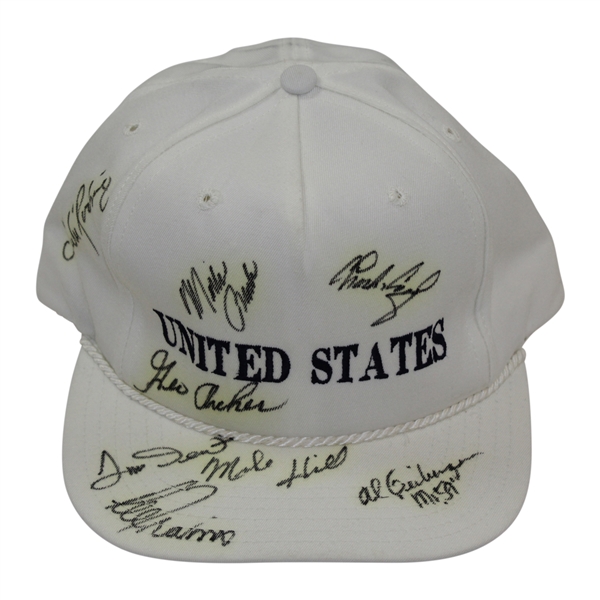 Multi-Signed United States White Hat with Archer, Trevino, Gieberger, & more - Charles Coody Collection JSA ALOA