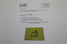 Byron Nelson Signed Undated Masters Par-Aide Embroidered Flag - Charles Coody Collection JSA ALOA