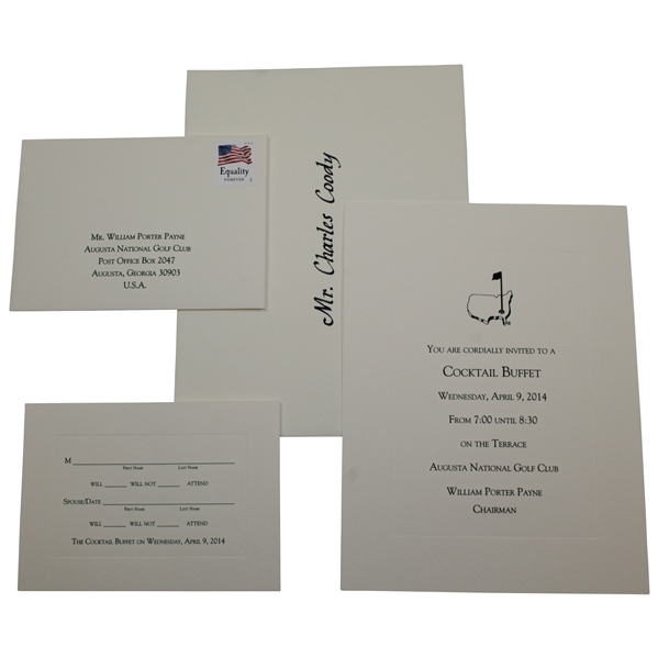 Charles Coodys 2014 Augusta National Golf Club Masters Tournament Cocktail Buffet Invitation with Envelope & RSVP Card