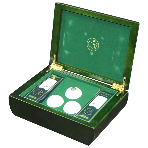 2015 Ltd Ed Masters Emerald Green Wood Box with Nine Logo Golf Balls