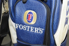 Greg Norman's Personal Burton Qantas Foster's Australian Beer Blue & White Full Size Golf Bag with Flags