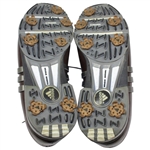 Greg Norman's Personal Used Tour360 Ltd Adidas Brown Golf Shoes with Crooked Stick Golf Club Sticker