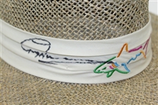 Greg Norman Signed Personal Worn Shark Logo Tan Straw Gambler Hat JSA ALOA