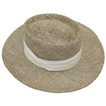 Greg Norman Signed Personal Worn Shark Logo Tan Straw Gambler Hat JSA ALOA