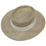 Greg Norman Signed Personal Worn Shark Logo Tan Straw Gambler Hat JSA ALOA