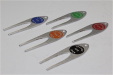 Charles Coody's Five 1970 Contestant Divot Tools - Westchester Classic, Kemper Open, LA Open, San Diego Open, & Tucson Open