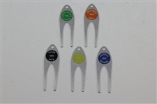 Charles Coodys Five 1969 Contestant Divot Tools - Byron Nelson Classic, Milwaukee Open, Texas Open, Greensboro Open, & Colonial National