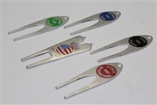 Charles Coody's Five 1969 Contestant Divot Tools - Kemper Open, AVCO Classic, American Classic, Kaiser Int'l, & US Open at Champions GC
