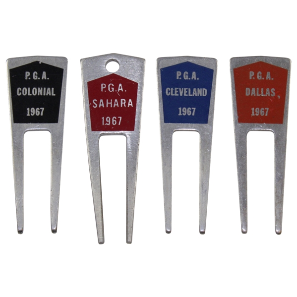 Charles Coodys Four 1967 Contestant Divot Tools - PGA Colonial, PGA Sahara, PGA Cleveland, & PGA Dallas
