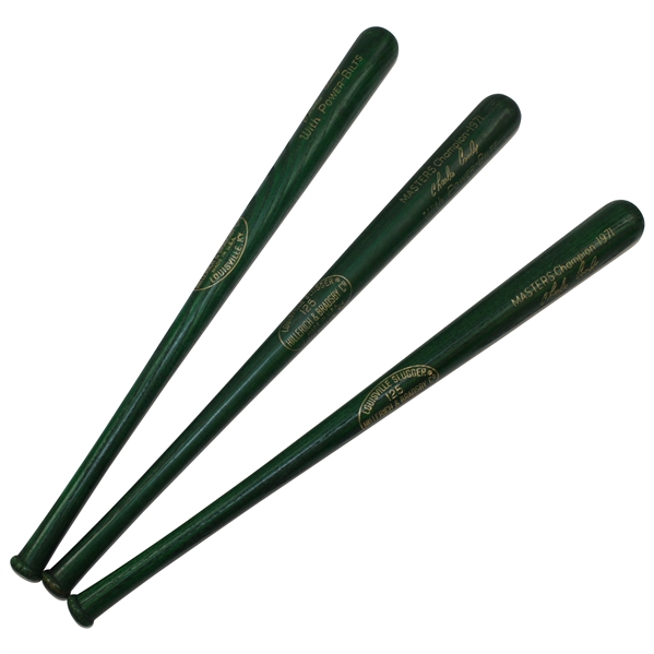 Three of Charles Coodys Personal H&B Miniature Louisville Slugger 1971 Masters Champions Baseball Bats