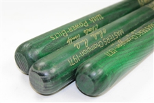 Three of Charles Coody's Personal H&B Miniature Louisville Slugger 1971 Masters Champions Baseball Bats