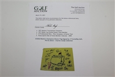 Undated  Masters Champions Dinner Flag Signed by 17 Including Jack, Phil & others - Charles Coody Collection JSA ALOA