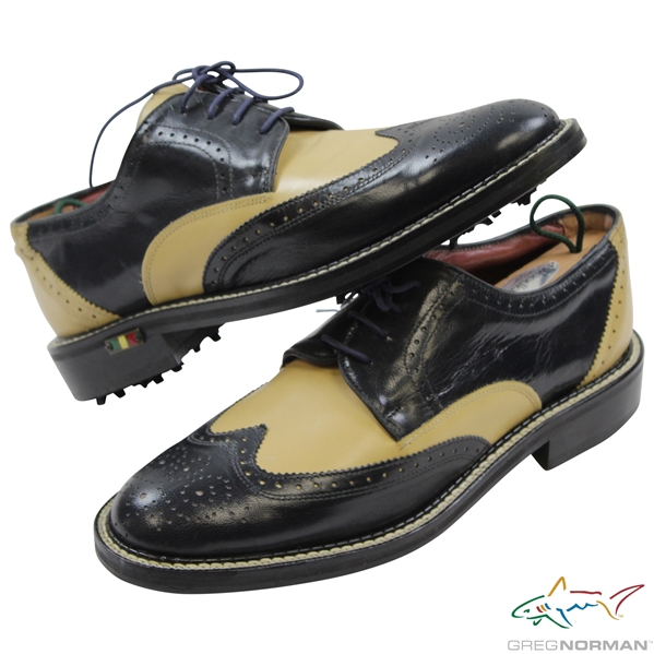Greg Normans Personal Used Tan & Black Wingtip RC Vero Cudio Golf Shoes - Made in Italy - Size 44
