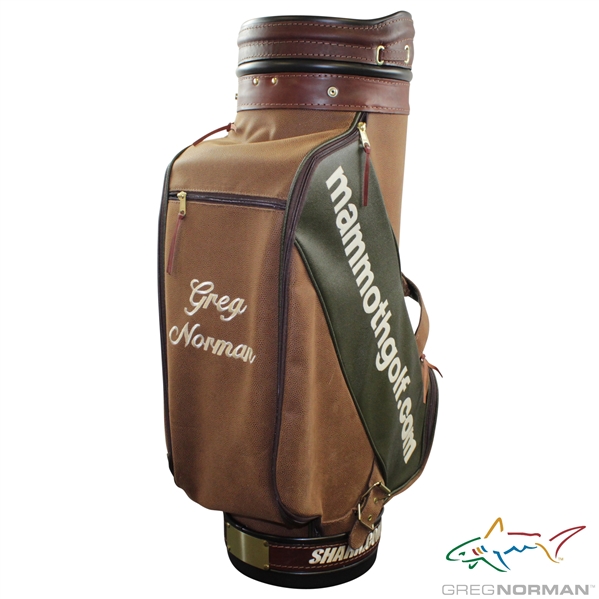 Greg Normans Personal Mammothgolf.com Shark.com Qantas Olive & Tan Full Size Golf Bag