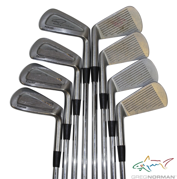 Greg Normans Personal Used Set of Greg Norman Signature Forged Cobra Irons with Lead Tape 2-9