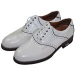 Greg Norman's Personal Used White 'Shark Logo' Lambda Golf Shoes - Handmade in Europe - Size 43