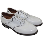 Greg Norman's Personal Used White 'Shark Logo' Lambda Golf Shoes - Handmade in Europe - Size 43