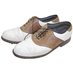 Greg Norman's Personal Used FootJoy Tan & White Golf Shoes