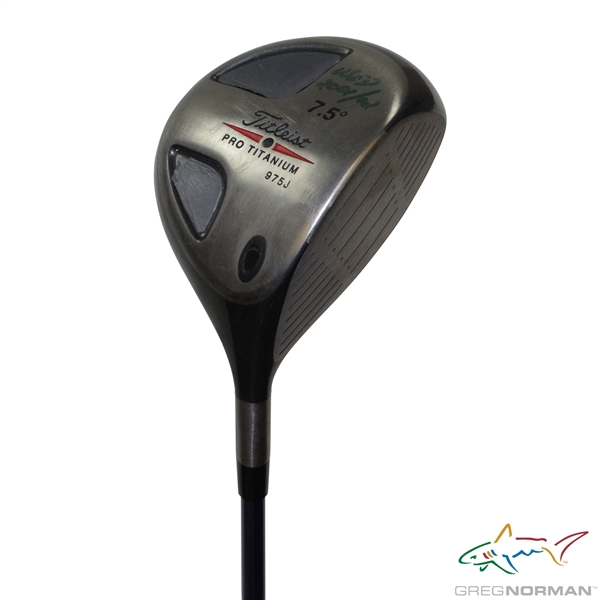 Greg Normans Personal Used Titleist Pro Titanium 975J 7.5 Degree Driver - with Notes on Sole