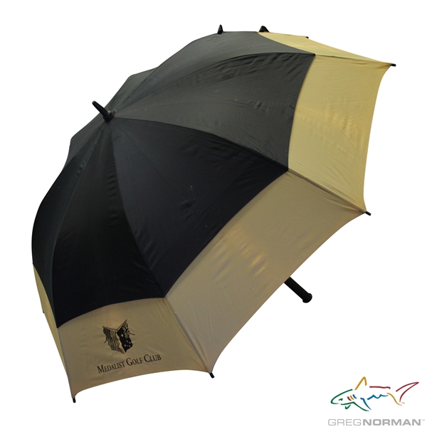 Greg Normans Personal Used Medalist Golf Club Gold & Black Umbrella