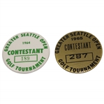 Charles Coodys 1964 & 1965 Greater Seattle Open Contestant Badges