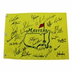 Undated Masters Champions Dinner Flag Signed by 28 with Palmer & Nicklaus Center - Charles Coody Collection JSA ALOA