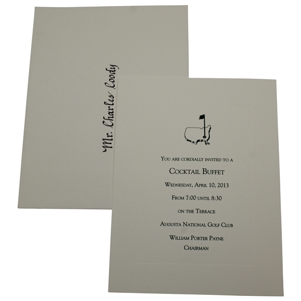 Charles Coodys 2013 Augusta National Golf Club Masters Tournament Cocktail Buffet Invitation with Envelope