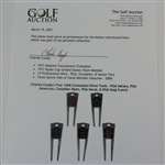 Charles Coody's Five 1968 Contestant Divot Tools - PGA Sahara, PGA American, Canadian Open, PGA Doral, & PGA Haig Scotch