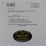 Charles Coody's 1964 Dallas Open at Oak Cliff CC Contestant Badge - Site of First Win