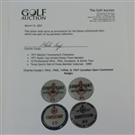 Charles Coody's 1964, 1965, 1966, & 1967 Canadian Open Contestant Badges