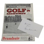 Peter Thomson Signed Card With 1955 Golf Monthly Book - 1955 Open Champion JSA ALOA