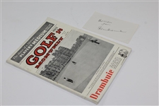 Peter Thomson Signed Card With 1955 Golf Monthly Book - 1955 Open Champion JSA ALOA