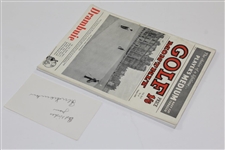 Peter Thomson Signed Card With 1955 Golf Monthly Book - 1955 Open Champion JSA ALOA