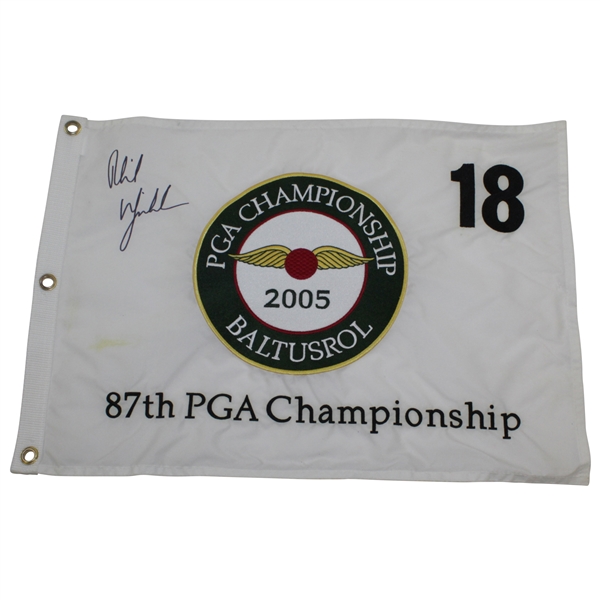 Champion Phil Mickelson Signed 2005 PGA Championship at Baltusrol Embroidered Flag JSA ALOA