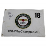 Champion Phil Mickelson Signed 2005 PGA Championship at Baltusrol Embroidered Flag JSA ALOA