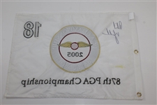Champion Phil Mickelson Signed 2005 PGA Championship at Baltusrol Embroidered Flag JSA ALOA