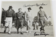 Byron Nelson, Paul Runyan, & Gene Sarazen Signed Augusta Open Wide World Wire Photo