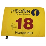 Phil Mickelson Signed 2013 OPEN Championship at Muirfield Yellow Screen Flag JSA ALOA