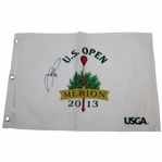 Justin Rose Signed 2013 US Open Championship at Merion Embroidered White Flag JSA ALOA