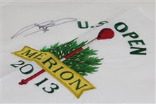Justin Rose Signed 2013 US Open Championship at Merion Embroidered White Flag JSA ALOA